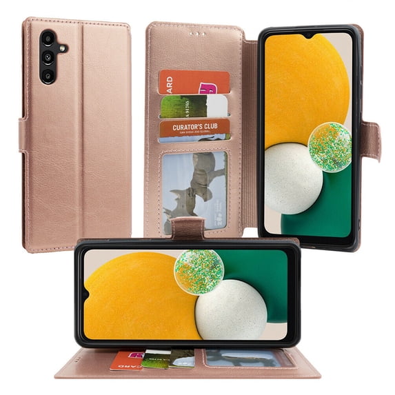 for Samsung Galaxy A13 5G (NOT FIT A13 4G) with Tempered Glass, Phone Case Leather Wallet Detachable Bumper Extra Pocket Purse Screen Flip Cover