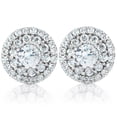 thumbnail image 1 of Boucles d'Oreilles Halo Double Rondes 1/2 Carat TW en Or Blanc 14k, 1 of 2