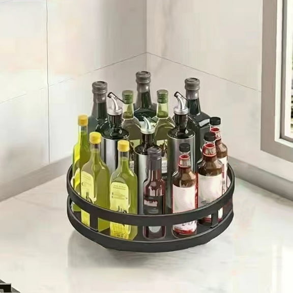 Yannianjz under $5 Spice Rack, 360 Degree Rotating Spice Shelf, Countertop Kitchen Organizer Rack, Multi Tier Storage for Seasonings Jars, Metal Spice Carousel Lazy Susan