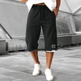 thumbnail image 2 of ZVNAΖH Men's Baggy Capri Pants Plus Size Below Knee Casual 3/4 Shorts Big and Tall Summer Drawstring Pants with Pockets, M-8XL, 2 of 9