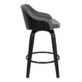thumbnail image 4 of Alec 30" Bar Height Swivel Gray Faux Leather and Black Wood Bar Stool, 4 of 8