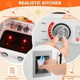 thumbnail image 5 of TLSUNNY Kids Play Kitchen, w/ Realistic Lights & Sounds, Washing Machine, Water Dispenser & Stove, Wooden Kitchen Playset for Toddlers Ages 3+, 5 of 8