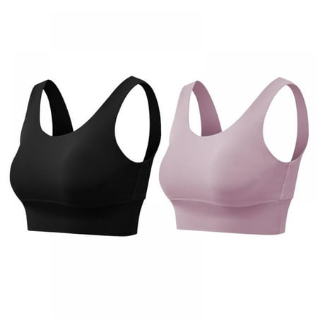 

Sports Bras for Women High Support Large Bust Plus Size - Wirefree Bra for Everyday Comfort Activewear Tops for Yoga Running Fitness Bra(2-Packs)