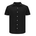 thumbnail image 4 of Men's Casual Shirts Wrinkle-Free Untucked Short Sleeve Button Down Shirts Textured Vacation Summer Beach Wedding Tops, 4 of 7