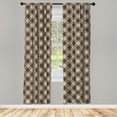 thumbnail image 5 of Ambesonne Brown Plaid Window Curtains, Plaid Pattern Vintage, Each 28" W x 95" L, Pale Sepia Dark Taupe, 5 of 5