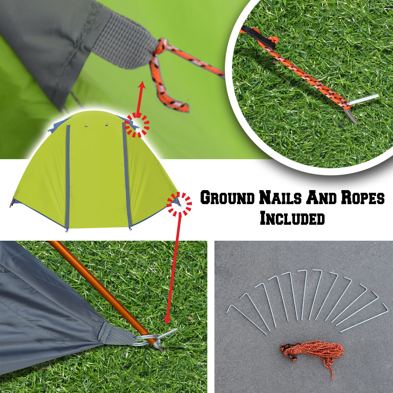 Sunny Portable 1-2 Persons Backpacking Tent Double Layer Outdoor Waterproof Camping Hiking-Green