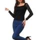 thumbnail image 4 of BLUSA DE MUJER INSPIRE CHIC Tela de Encaje Escote Cuadrado Manga Larga Top S Negro, 4 of 6