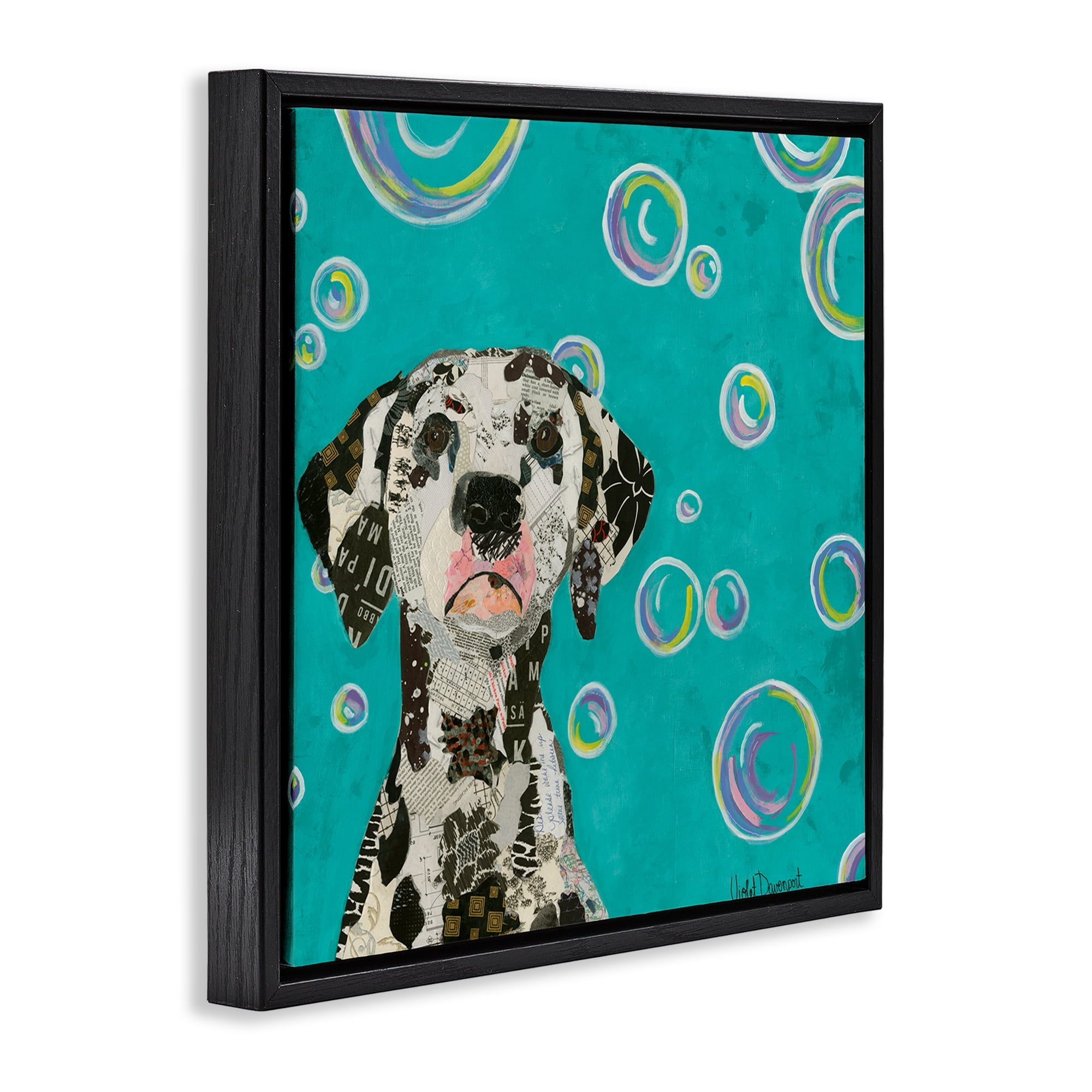Stupell Industries Love Of Bubbles Collage Animals Painting Black Floater Framed Canvas Art Print Wall Art, 18 x 18
