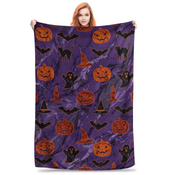 Halloween Blanket Throw Blankets for Couch Sofa Bed Soft Warm Fuzzy Cozy Plush Checkered Blanket Fall Decor 50x40