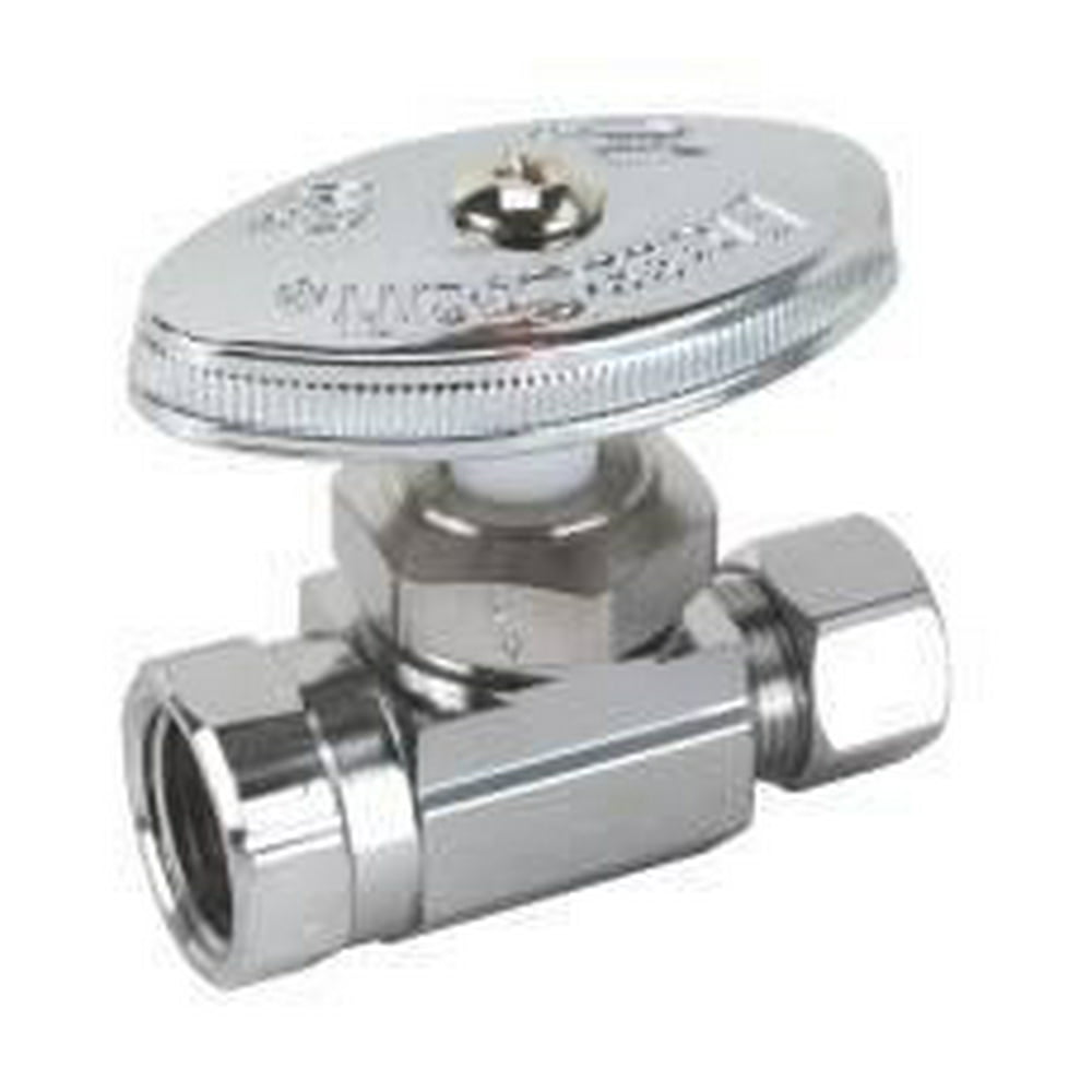BRASSCRAFT STRAIGHT STOP VALVE 1/4" NOM (3/8" OD) COMPRESSION X 1/2" OD