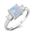 thumbnail image 2 of 0.95 Ctw Princess cut Square Rainbow 925 Sterling Silver Trio Stone Dainty Women Mother's Day Gift Ring, 2 of 4