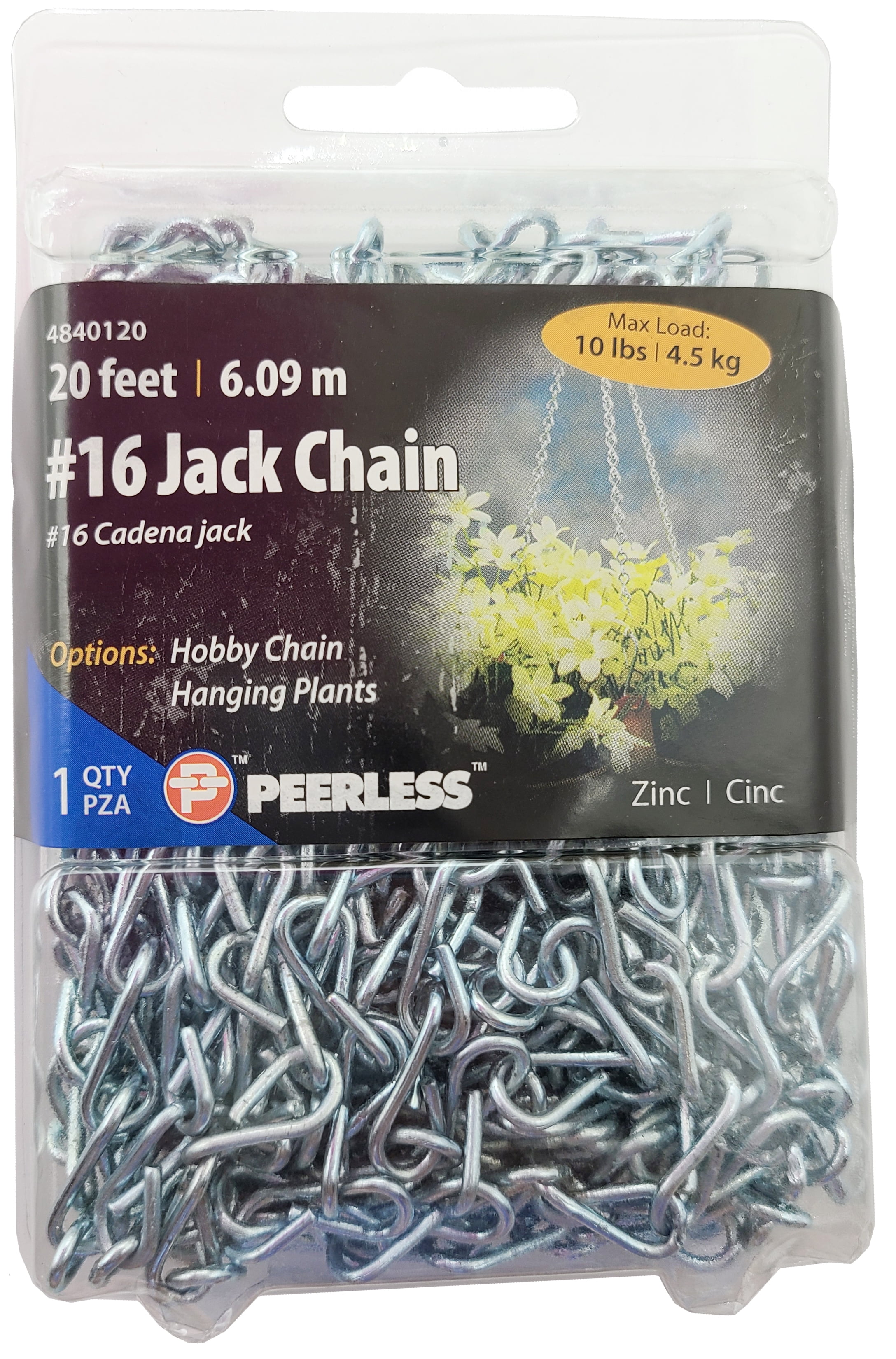 Peerless #16 Jack Hanging Plant and Sign Chain, Zinc, 20 feet, 10 pounds