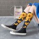 thumbnail image 5 of Fotbe Navy Blue Plaid Sunflower Calcetas Divertidas Estampadas para Hombre y Mujer, Calcetas de Algodón hasta la Rodilla para Caminar, Correr, Enfermería y Embarazo, 5 of 6