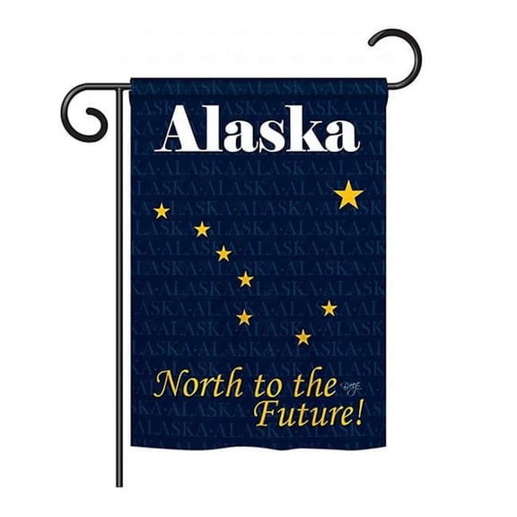 Breeze Decor BD-SS-GS-108135-IP-BO-D-US13-BD 13 x 18.5 in. Alaska Americana States Impressions Decorative Vertical Double Sided Garden Flag Set with Banner Pole