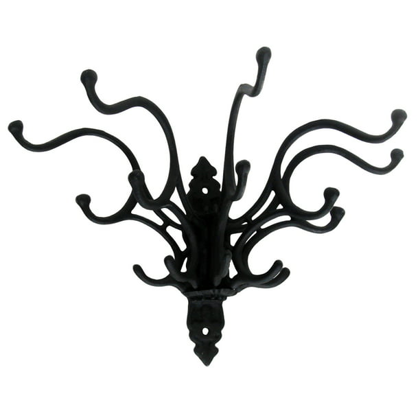 Vintage Antique Wrought Cast Iron, Wrought Iron Coat Rack With Hooks And