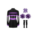 thumbnail image 2 of iiniim Kids Girls Cheer Leader Uniform Dance Long Sleeve Dress Leotard Dancewear Purple B 14, 2 of 7