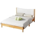 thumbnail image 5 of Queen Size  Rubber Wooden , Solid Wooden Bed with Teddy Velvet Cushion Upholstered Headboard, Enhanced by Support Feet,Beech White, 5 of 9