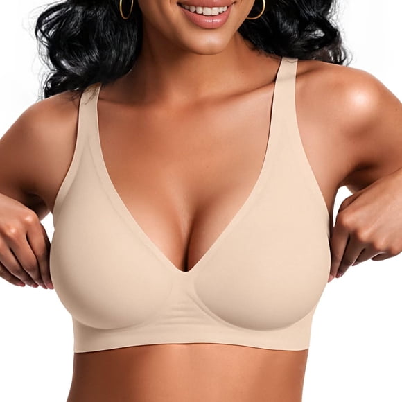 Sujetador inalámbrico Vertvie Jelly Push Up Plunge Nude, talla L