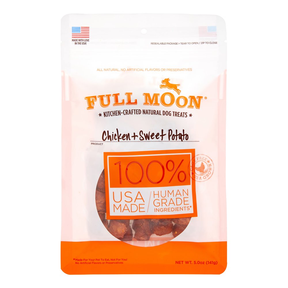 Full Moon All Natural Human Grade Dog Treats, Chicken & Sweet Potato, 5