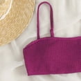 thumbnail image 4 of Women's Ribbed High Waisted Bikini Sets Scoop Neck Two Piece Swimsuits Spaghetti Strap Textured Bathing Suit Purple, 4 of 8