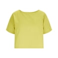 thumbnail image 5 of Asxite Womens Tops Short Sleeve Reversible Solid Color Round Neck Button Linen Mix Casual Blouse, 5 of 5