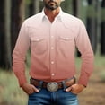 thumbnail image 2 of Dovford Long Sleeve Shirts for Men Western Cowboy Shirts for Men Snap Button Down Cotton Work T-Shirt Men's Casual Shirt Jacket with Two Pockets, 2 of 6