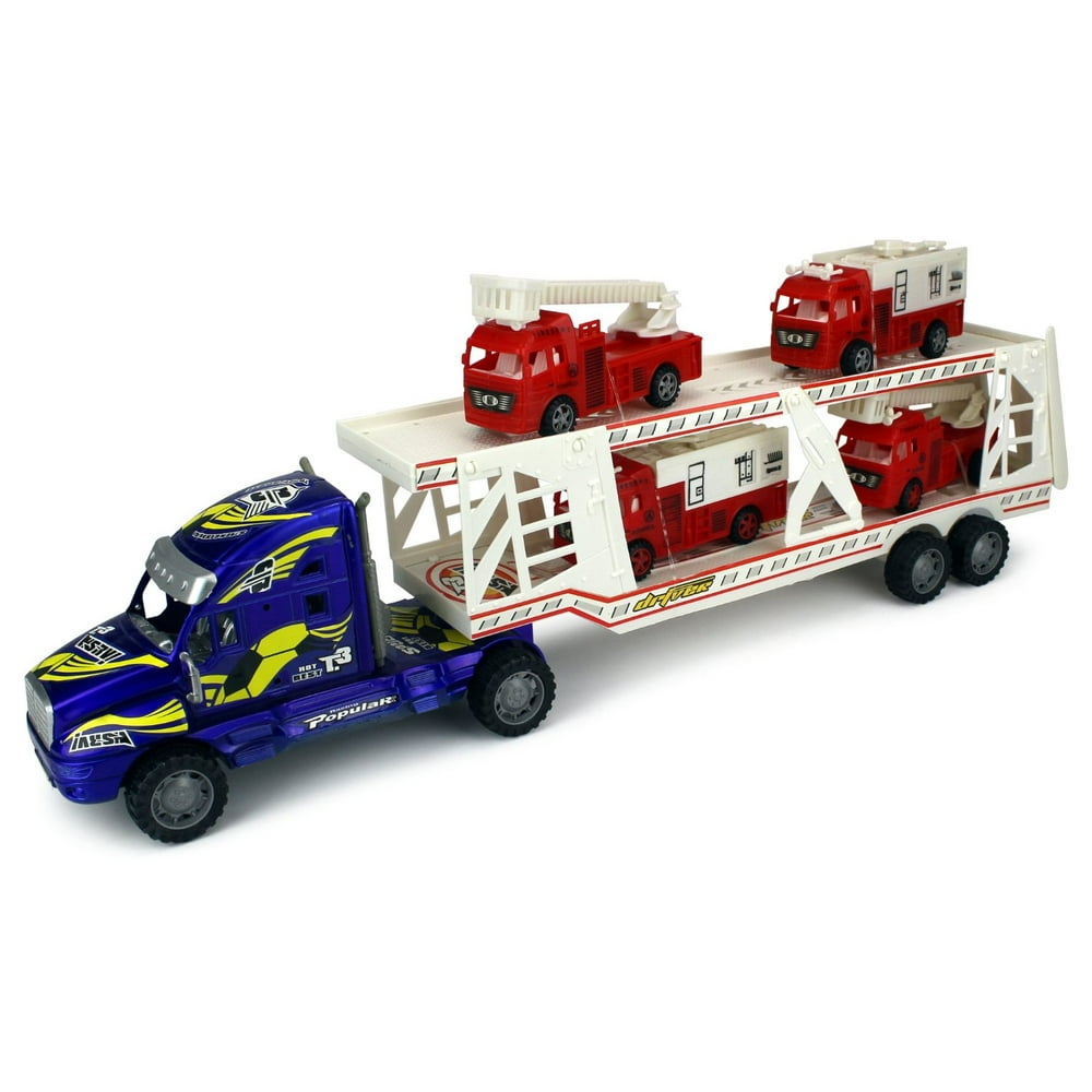 Fire Dept. Trailer Children's Kid's Friction Toy Truck Ready To Run w