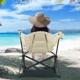 thumbnail image 5 of Ainfox Foldable Portable Rocking Camping Chairs with Footrest, Cup Holder, Pillow, Khaki, 5 of 12