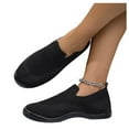 thumbnail image 6 of XUNKUSGA Womens Shoes Lightweight Knitted Slip On Flat Shoes for Women Casual Breathable Mesh Walking Shoes Women Classic Round Toe Non Slip Loafers Women 5-11 Black, 6 of 7