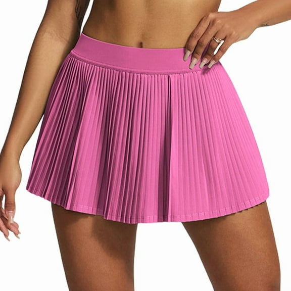 Pleated Tennis Skirts with Inner Shorts High Waist Golf Skorts for Women with Pockets Athletic Skorts Cosmos Powder L