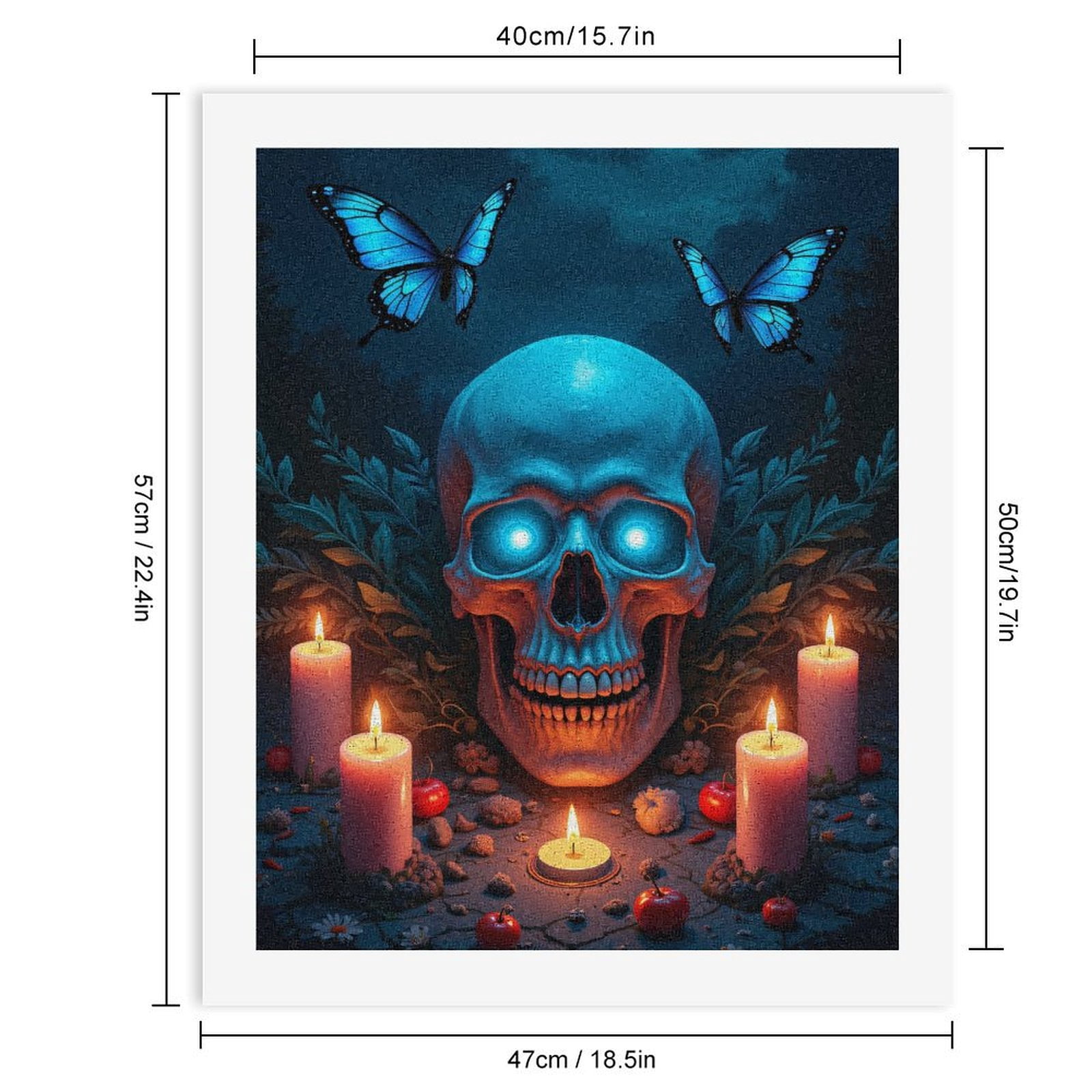Paint By Numbers Kit for Adults Beginner - DIY Glowing Skull Candles Butterflies Canvas Painting Kits for Adults, Frameless Paint By Number for Adults for Home Wall Decor 16x20 Inch