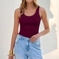 thumbnail image 4 of Women's Scoop Neck Ribbed Tank Top Basic Sleeveless Racerback Tops Summer Trendy Slim Fit Shirts 2026 Wine M, 4 of 4