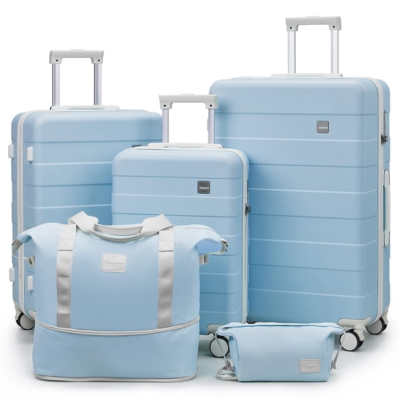 Set de equipaje imiomo Hard Shell de 5 piezas para mujer con cierre TSA azul