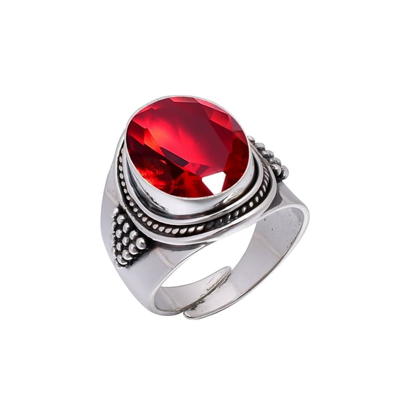 Red Garnet 925 Sterling Silver Ring, 16X12 mm Oval Gemstone Ring, Red Ring, Christmas Gift, Unique Jewelry Ring, Adjustable Ring V5641R21973910