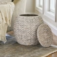 thumbnail image 4 of Household Essentials Handwoven Water Hyacinth Barrel Wicker Storage Basket Side Table, Cream Finish, 4 of 11