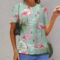 thumbnail image 6 of Flamingo Pattern Women's Short Sleeve Tops Casual Blouses T Shirt, 6 of 6