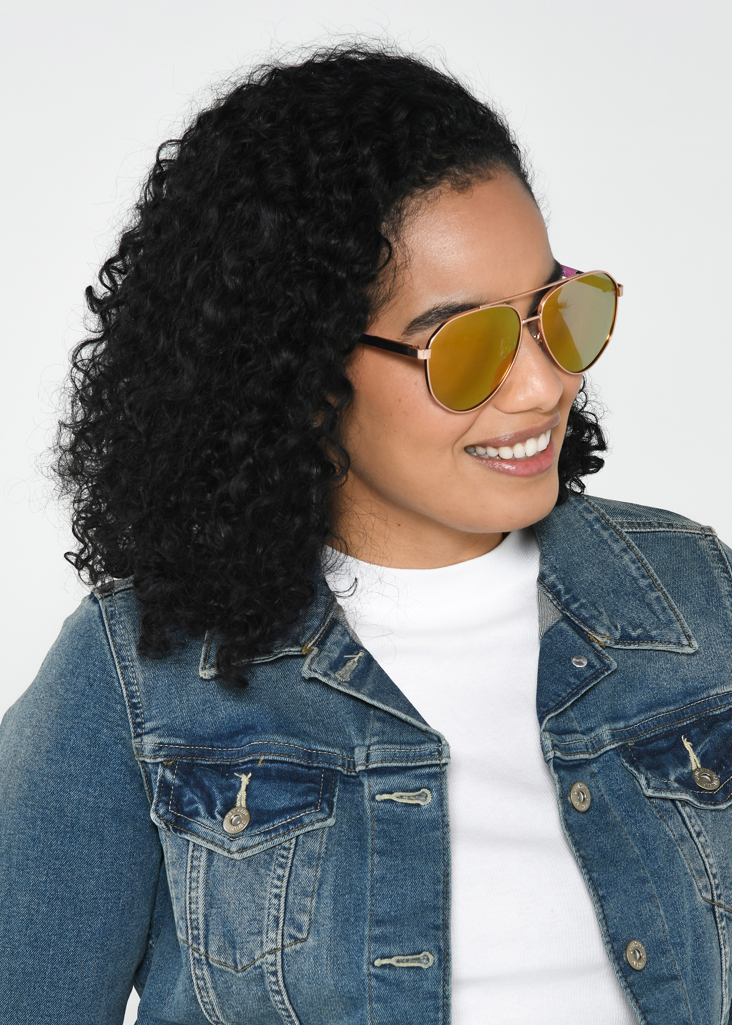 Foster Grant Women's Aviator Metal Sunglasses, Rose Gold
