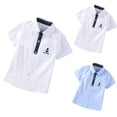thumbnail image 4 of UACY Kids Boys Collared Short Sleeve Button Down Shirts Formal Dress Shirts School Uniform Blouse Casual Tops (White, 9-10 Years), 4 of 8