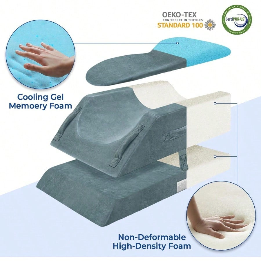 4 HeightAdjustable Leg Elevation Pillows for After Surgery with Ergonomic Curve Memory Foam Leg port Pillow for Legs Back Pain Relief Wedge Pillow for Sleeping Rest Double Leg
