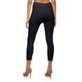 thumbnail image 2 of Women's Capri Leggings Ribbed Cropped High Waist (Black), 2 of 2