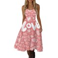 thumbnail image 5 of Valentines Day Sleeveless Vintage Dress Heart Print Pattern Casual A-line Midi Summer Dresses Hot Pink M, 5 of 5