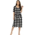thumbnail image 2 of Buffalo Plaid Robe for Women - Medium Length Luxury Holiday Kimono Women's Nightgown Bathrobe with Pockets 3/4 Sleeve Pajamas Dress,Black S-2XL, 2 of 7