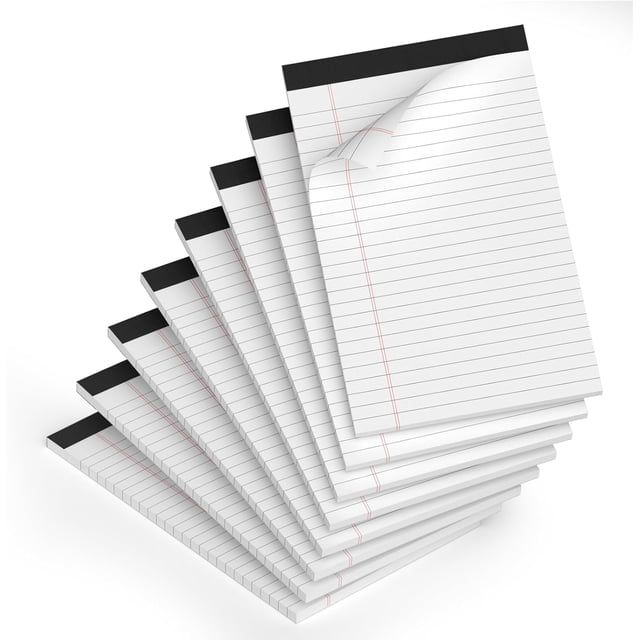 shiyou-5 x 8 Legal Pads,Small Notepad 5x8, 8 Pack White Note Pads,Narrow Ruled Lined Writing Note Pad, 30 Sheets Per Writing Pad,Perforated Lined Paper,Mini Notebook Paper for Office Business Home Sc
