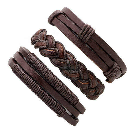 Xiao Hua Leather Woven Bracelet Sports Wide Wristband Punk Bracelet for Men and Women, 1 Set