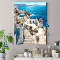 thumbnail image 4 of Santorini Blue Dome Church Watercolor Canvas Print Wall Art for Living Room Bedroom Kitchen Dining Room Hotel Lobby Office Decor, 4 of 8