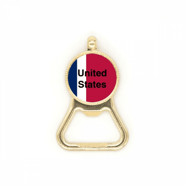 United States America Flag Colors English Beer Bottle Cap Opener Stainless Steel Key Chain