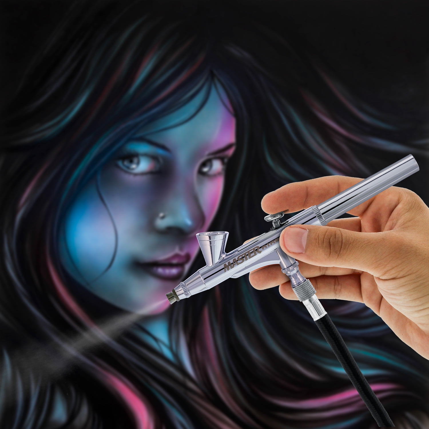 3 Tip MASTER G255 Dual-Action AIRBRUSH PRO SET KIT Auto Paint Nail Tattoo Hobby