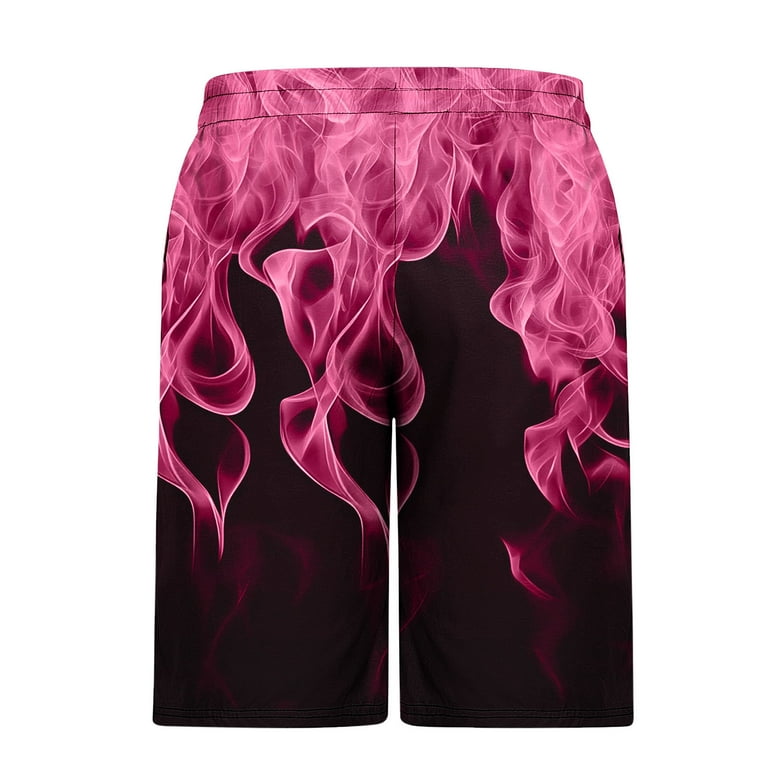 Save On Flame-Print Shorts for Men Elastic High Waist Pants Y2K