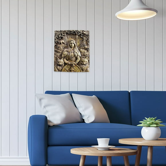 Fiudx Colgante de Pared de Runas Mitológicas, Diseño de Odín, Hugin y Muninn, Simbolismo de Leyendas Antiguas, Decoración para El Hogar y La Oficina, Regalo Único para Enamorados, Tamaño 23 X 22 Cm,