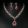 thumbnail image 4 of Yesbay 2Pcs/Set Elegant Bridal Jewelry Set Waterdrop Shape Stunning Necklace Dangle Earrings Set, 4 of 8